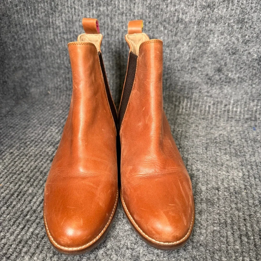 Joules Chelsea Boots UK 4 EU 37 US 6 Tan Leather Pull On Minimalist Casual India